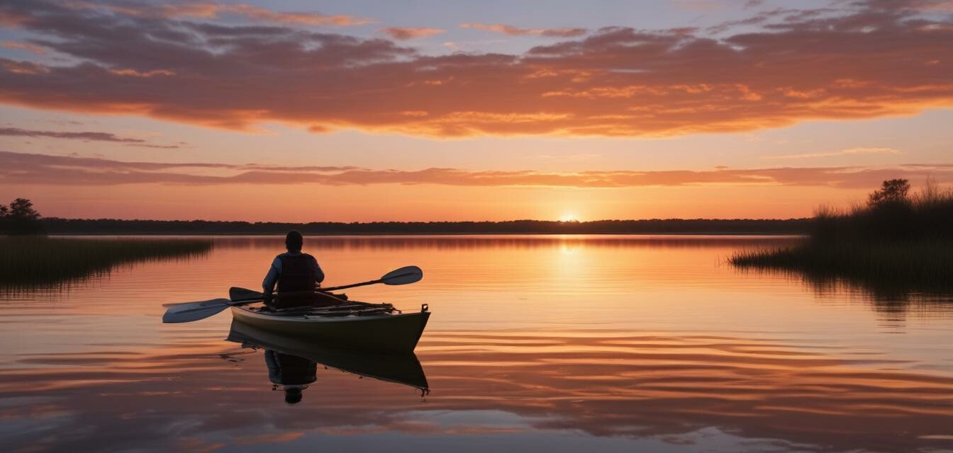 Fishing kayak at sunset