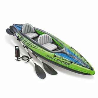 Inflatable kayak with paddles and pump