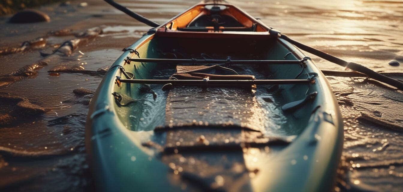 Cleaning a kayak using a hose and brush