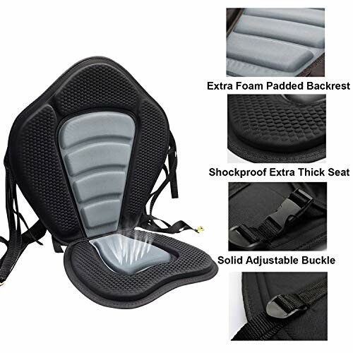 Kayak seat with extra foam padded backrest and adjustable buckle.