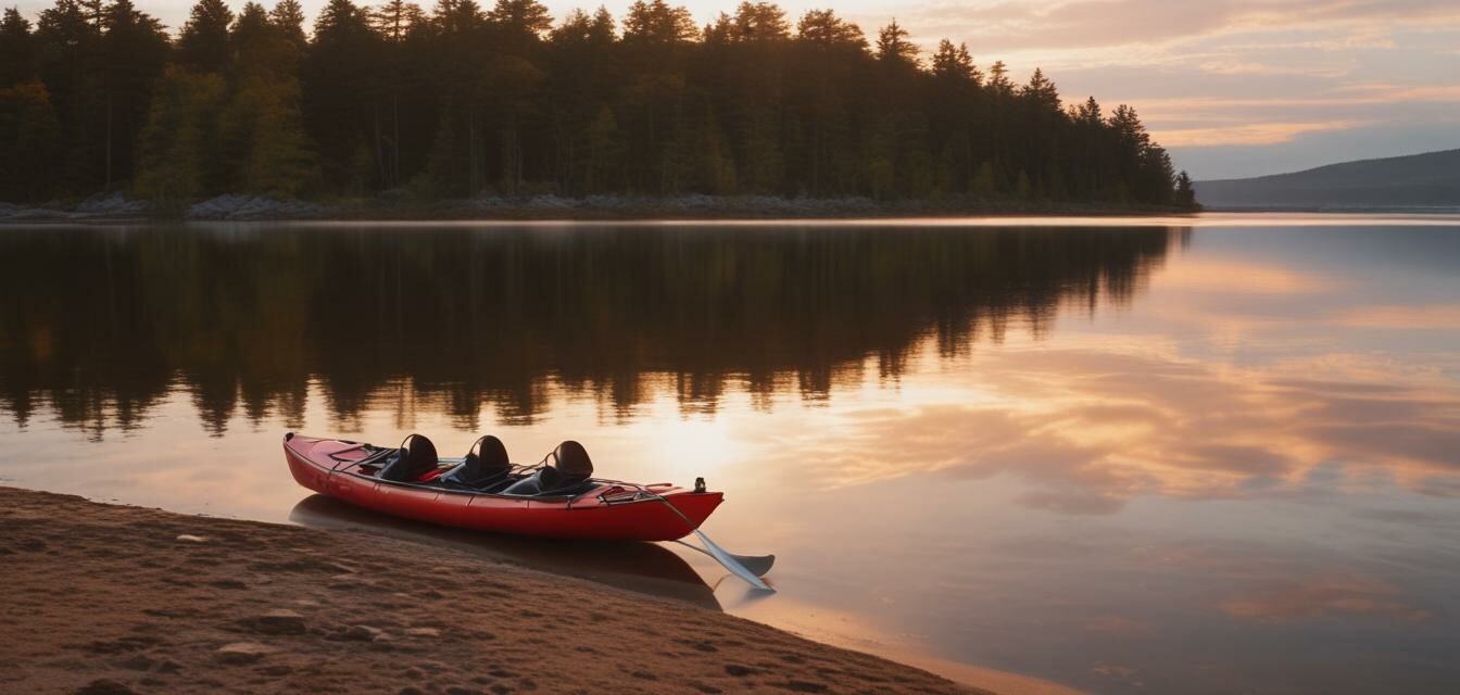 Modular kayak setup on lakeshore