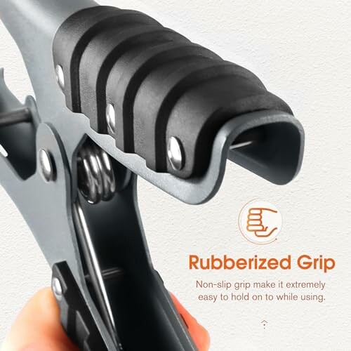 Close-up of a tool with a rubberized grip.