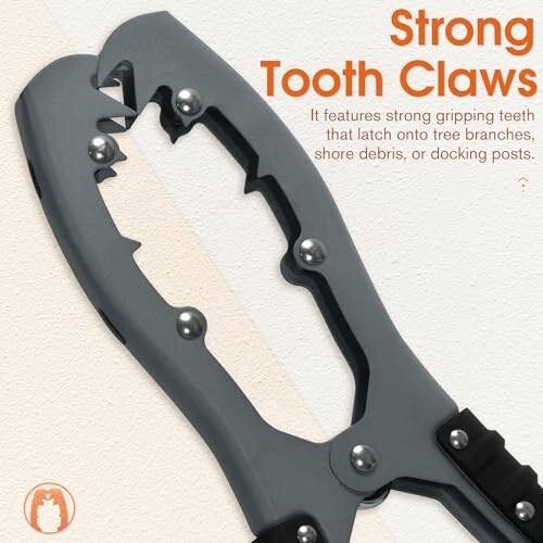 Tool with strong gripping teeth for latching onto surfaces.